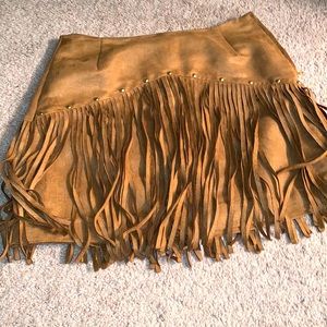 Brown fringe skirt